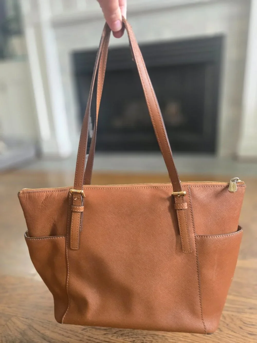 Michael Kors Jet Set Travel Tote Luggage Saffiano Leather Large Zip Top Bag